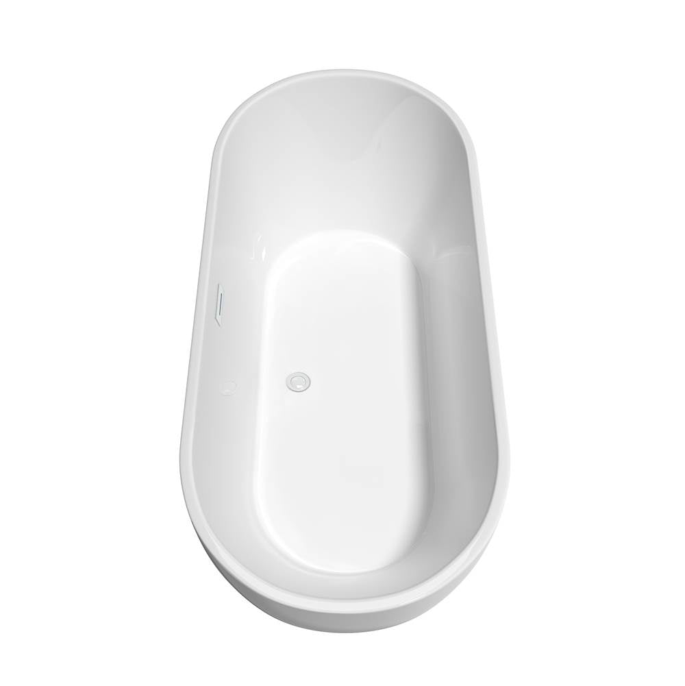 Brooklyn 67 Inch Freestanding Bathtub in White with Shiny White Drain and Overflow Trim
