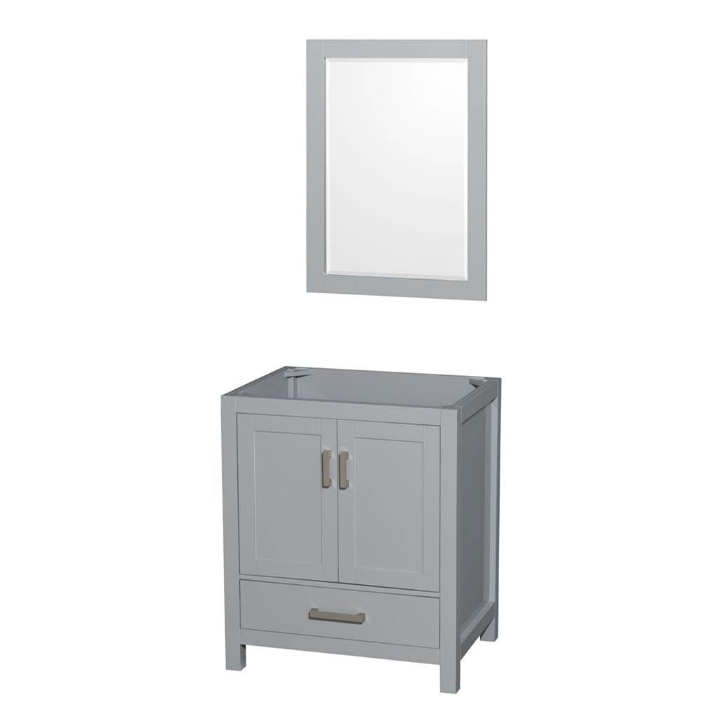 Wyndham Collection - Sheffield 30 Inch Single Bathroom Vanity in Gray, No Countertop, No Sink, and 24 Inch Mirror - Gray