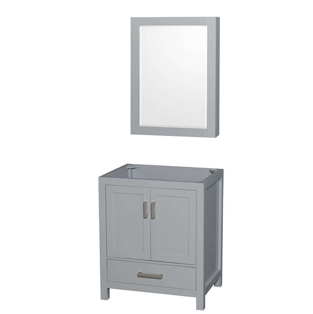 Wyndham Collection - Sheffield 30 Inch Single Bathroom Vanity in Gray, No Countertop, No Sink, and Medicine Cabinet - Gray