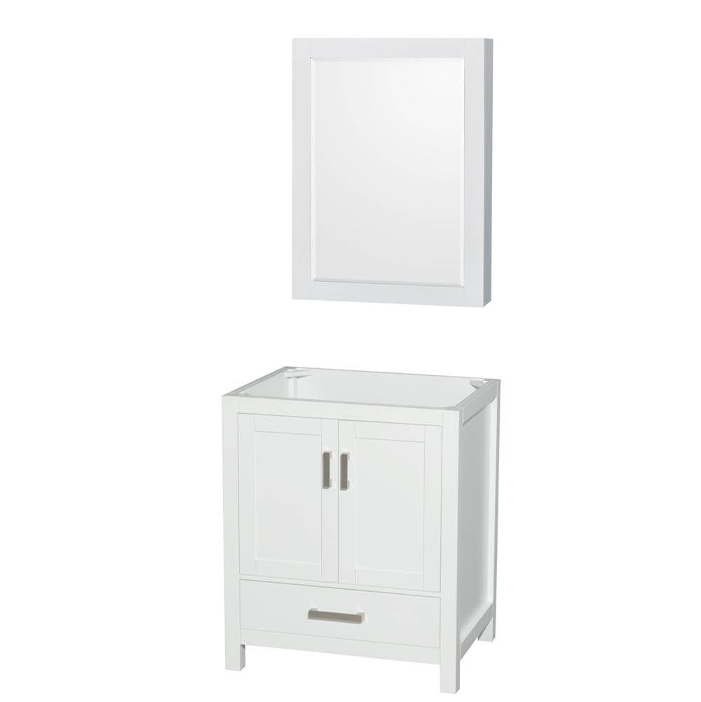 Wyndham Collection - Sheffield 30 Inch Single Bathroom Vanity in White, No Countertop, No Sink, and Medicine Cabinet - White