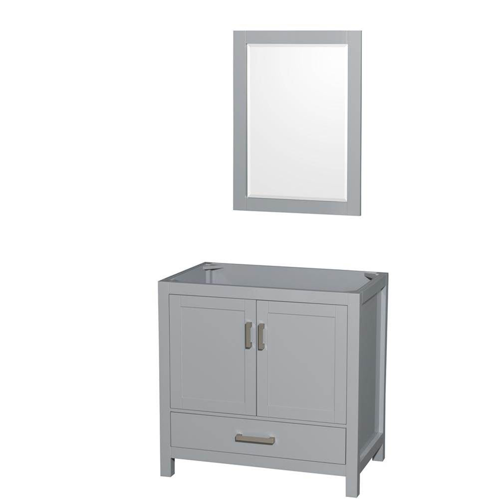 Wyndham Collection - Sheffield 36 Inch Single Bathroom Vanity in Gray, No Countertop, No Sink, and 24 Inch Mirror - Gray