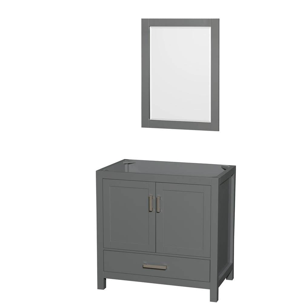 Wyndham Collection - Sheffield 36 Inch Single Bathroom Vanity in Dark Gray, No Countertop, No Sink, and 24 Inch Mirror - Dark Gray