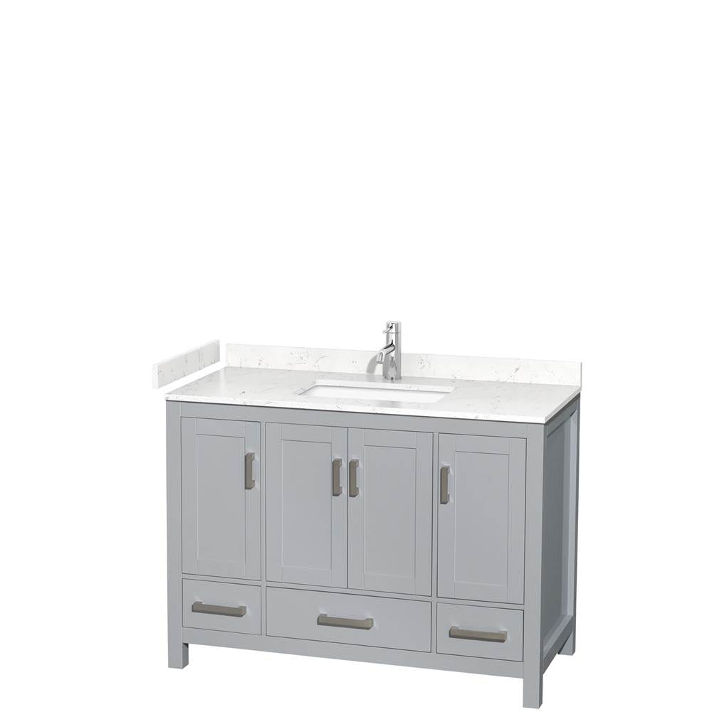 Wyndham Collection - Sheffield 48 Inch Single Bathroom Vanity in Gray, Carrara Cultured Marble Countertop, Undermount Square Sink, No Mirror