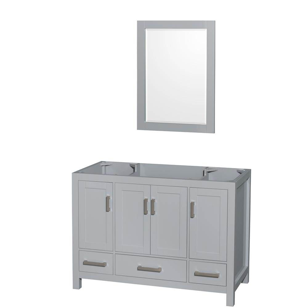 Wyndham Collection - Sheffield 48 Inch Single Bathroom Vanity in Gray, No Countertop, No Sink, and 24 Inch Mirror - Gray