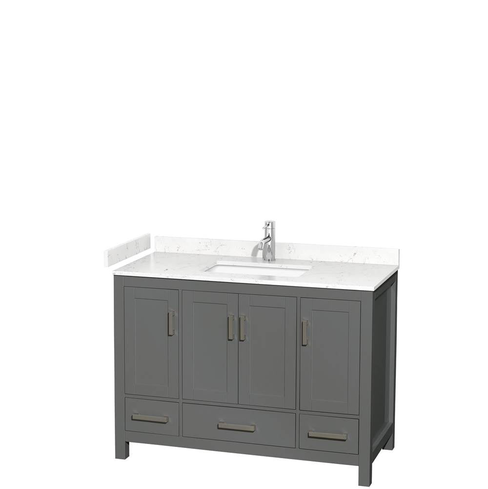 Wyndham Collection - Sheffield 48 Inch Single Bathroom Vanity in Dark Gray, Carrara Cultured Marble Countertop, Undermount Square Sink, No Mirror