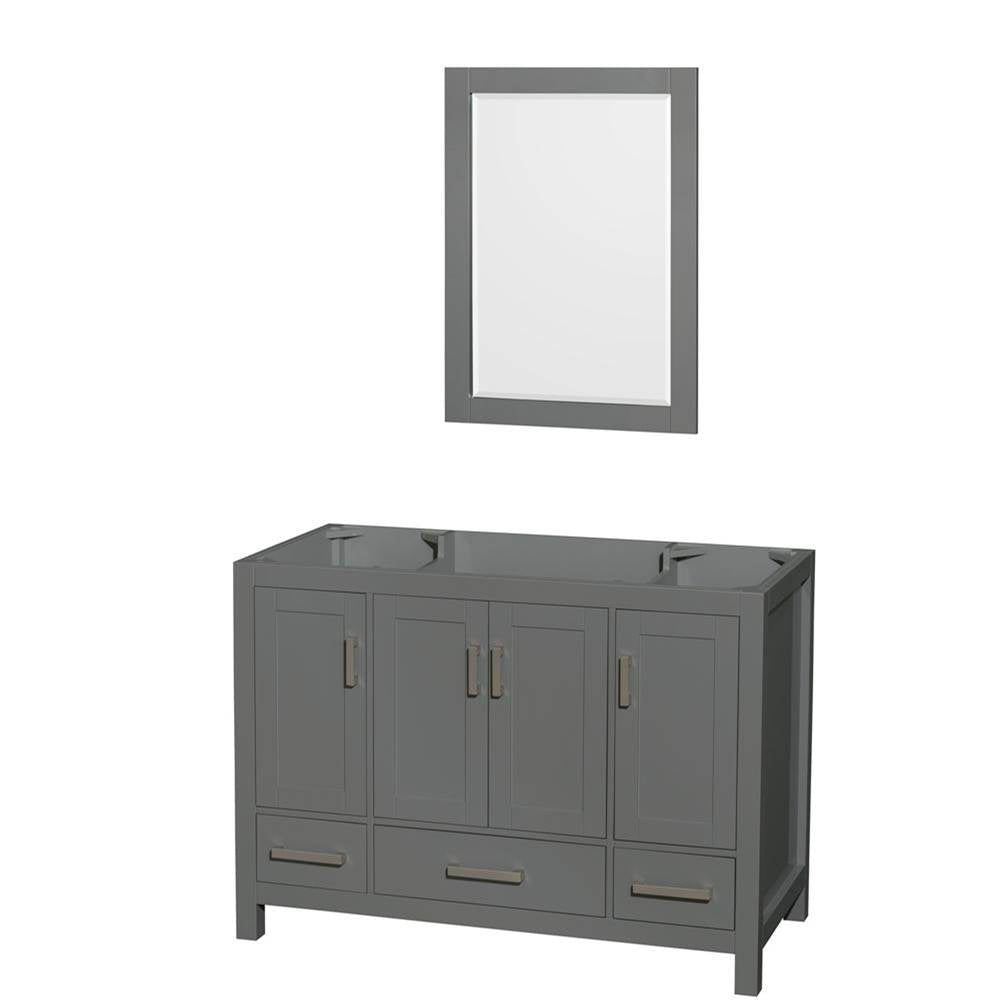 Wyndham Collection - Sheffield 48 Inch Single Bathroom Vanity in Dark Gray, No Countertop, No Sink, and 24 Inch Mirror - Dark Gray