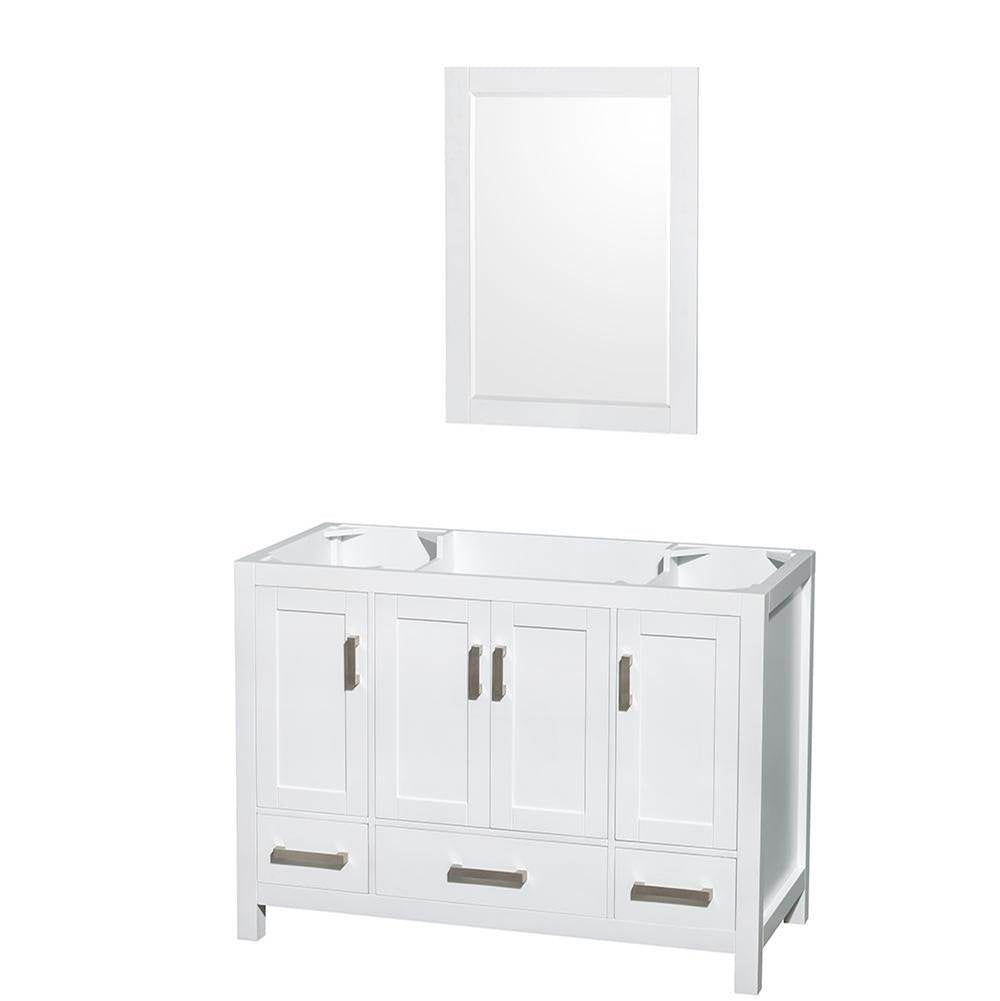 Wyndham Collection - Sheffield 48 Inch Single Bathroom Vanity in White, No Countertop, No Sink, and 24 Inch Mirror - White