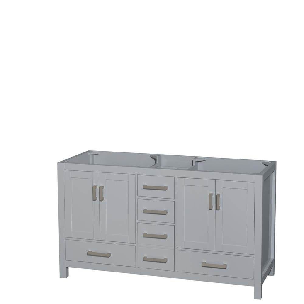 Wyndham Collection - Sheffield 60 Inch Double Bathroom Vanity in Gray, No Countertop, No Sinks, and No Mirror - Gray