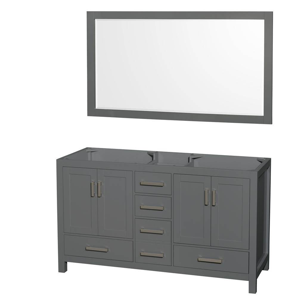 Wyndham Collection - Sheffield 60 Inch Double Bathroom Vanity in Dark Gray, No Countertop, No Sinks, and 58 Inch Mirror - Dark Gray