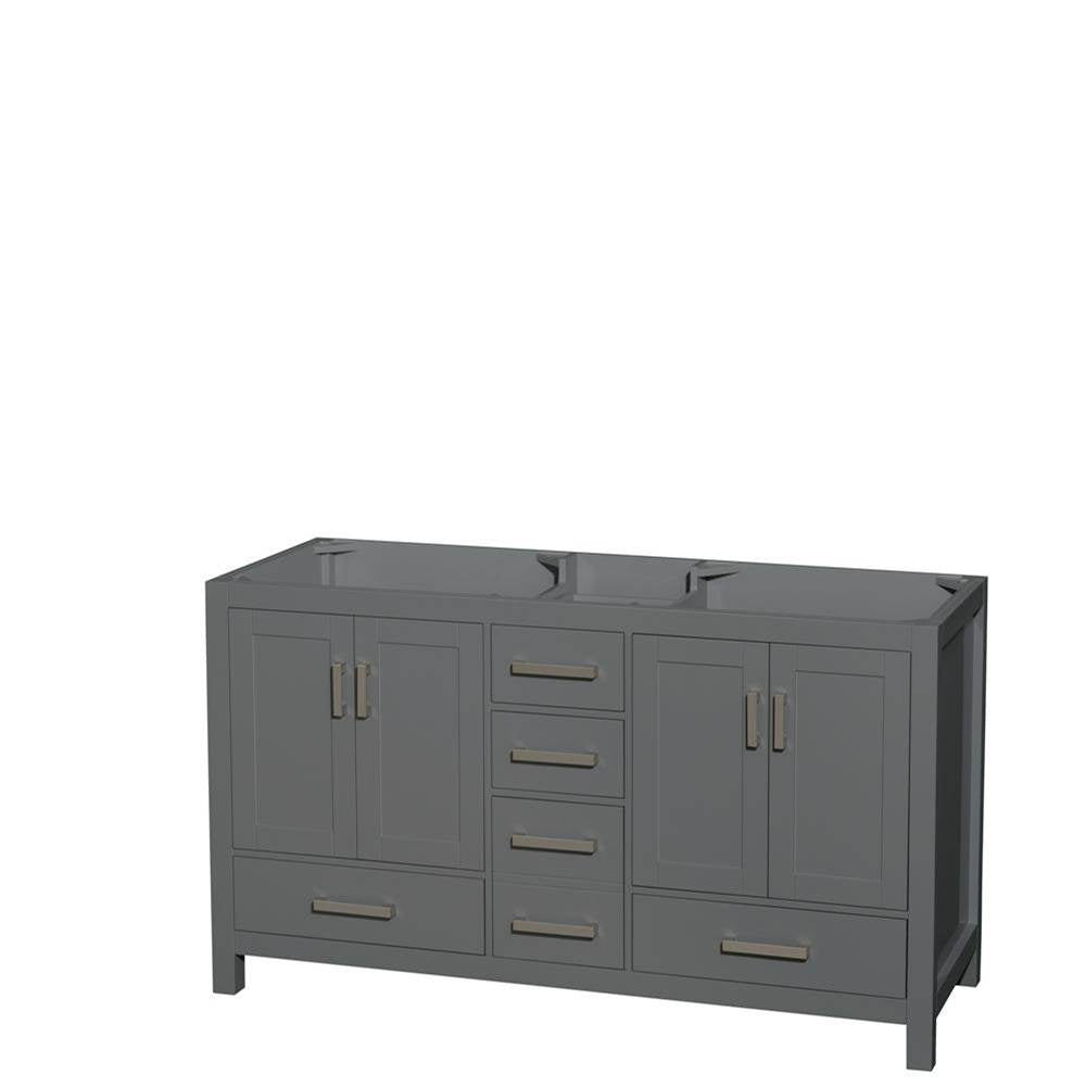 Wyndham Collection - Sheffield 60 Inch Double Bathroom Vanity in Dark Gray, No Countertop, No Sinks, and No Mirror - Dark Gray