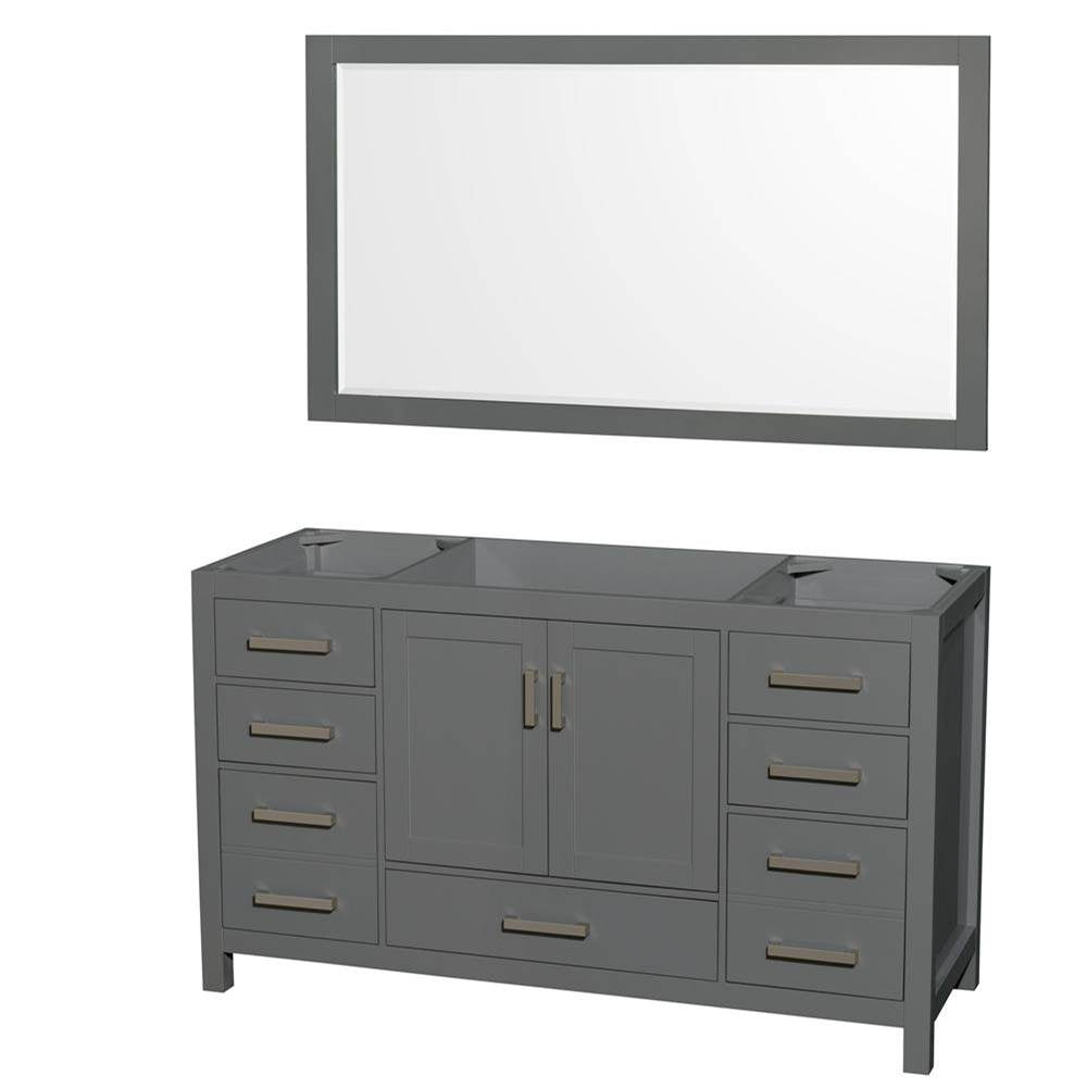 Wyndham Collection - Sheffield 60 Inch Single Bathroom Vanity in Dark Gray, No Countertop, No Sink, and 58 Inch Mirror - Dark Gray