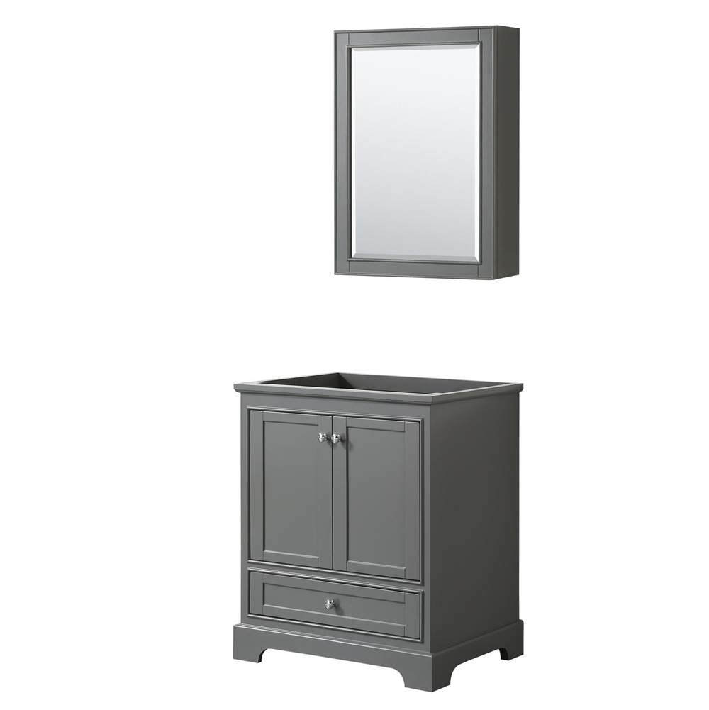 Wyndham Collection - Deborah 30 Inch Single Bathroom Vanity in Dark Gray, No Countertop, No Sink, and Medicine Cabinet - Dark Gray
