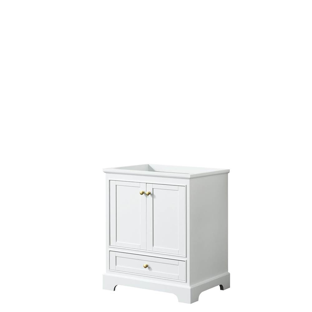 Wyndham Collection - Deborah 30 Inch Single Bathroom Vanity in White, No Countertop, No Sink, Brushed Gold Trim, No Mirror