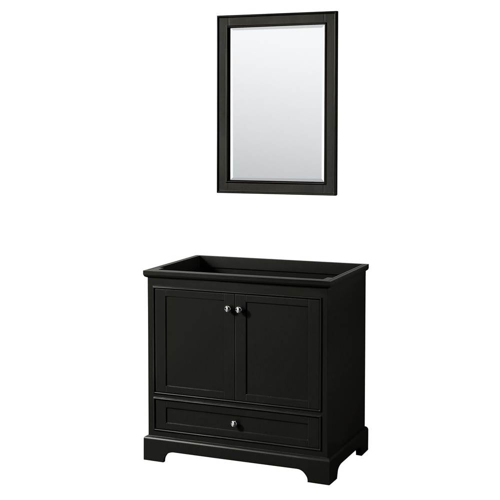 Wyndham Collection - Deborah 36 Inch Single Bathroom Vanity in Dark Espresso, No Countertop, No Sink, and 24 Inch Mirror - Dark Espresso
