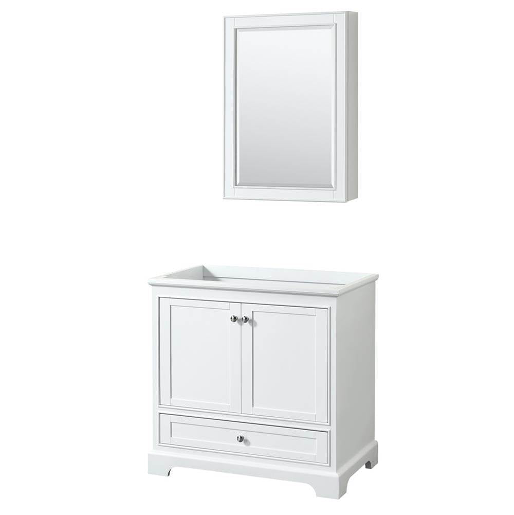 Wyndham Collection - Deborah 36 Inch Single Bathroom Vanity in White, No Countertop, No Sink, and Medicine Cabinet - White