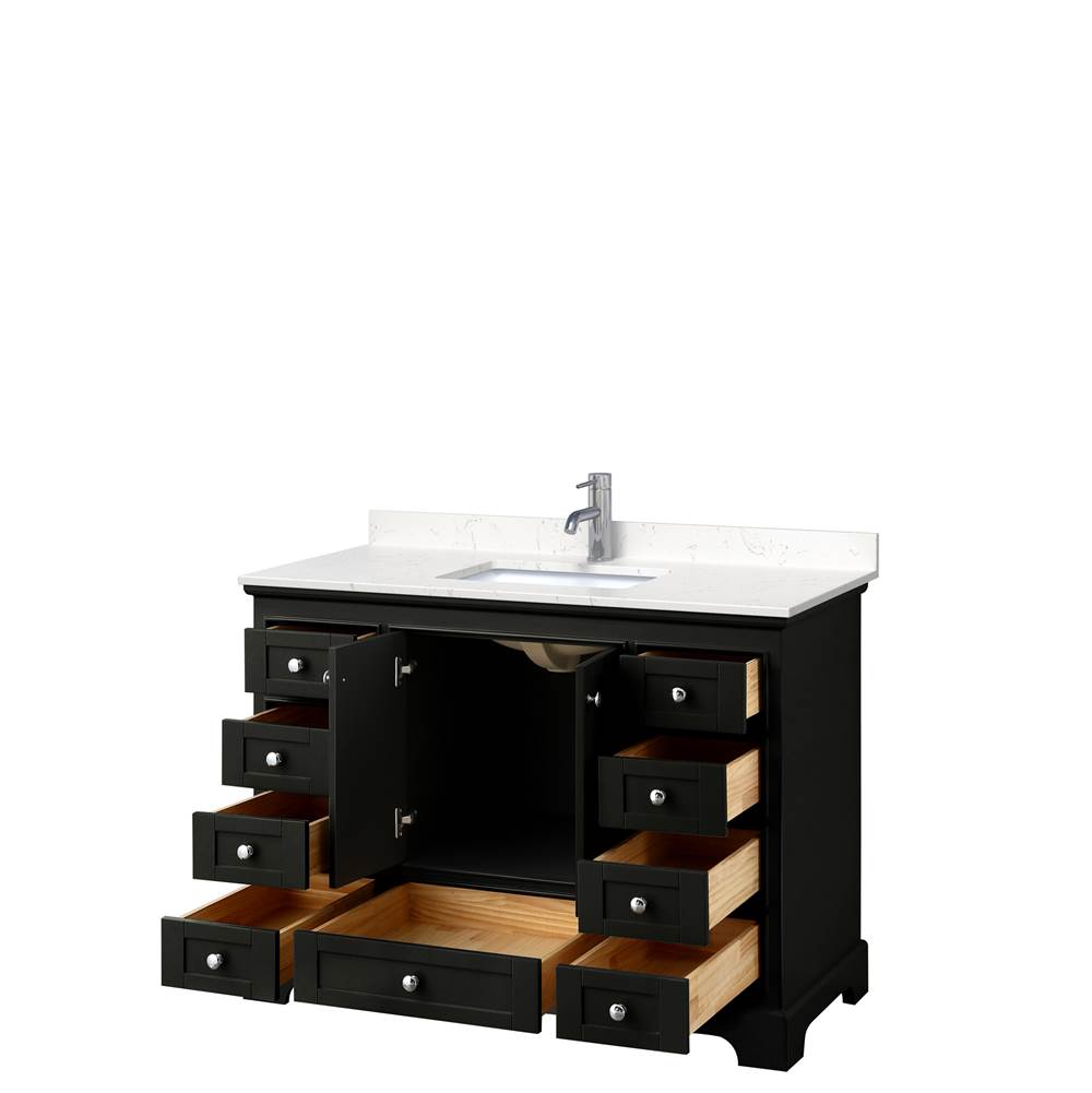 Deborah 48 Inch Single Bathroom Vanity in Dark Espresso, Carrara Cultured Marble Countertop, Undermount Square Sink, No Mirror