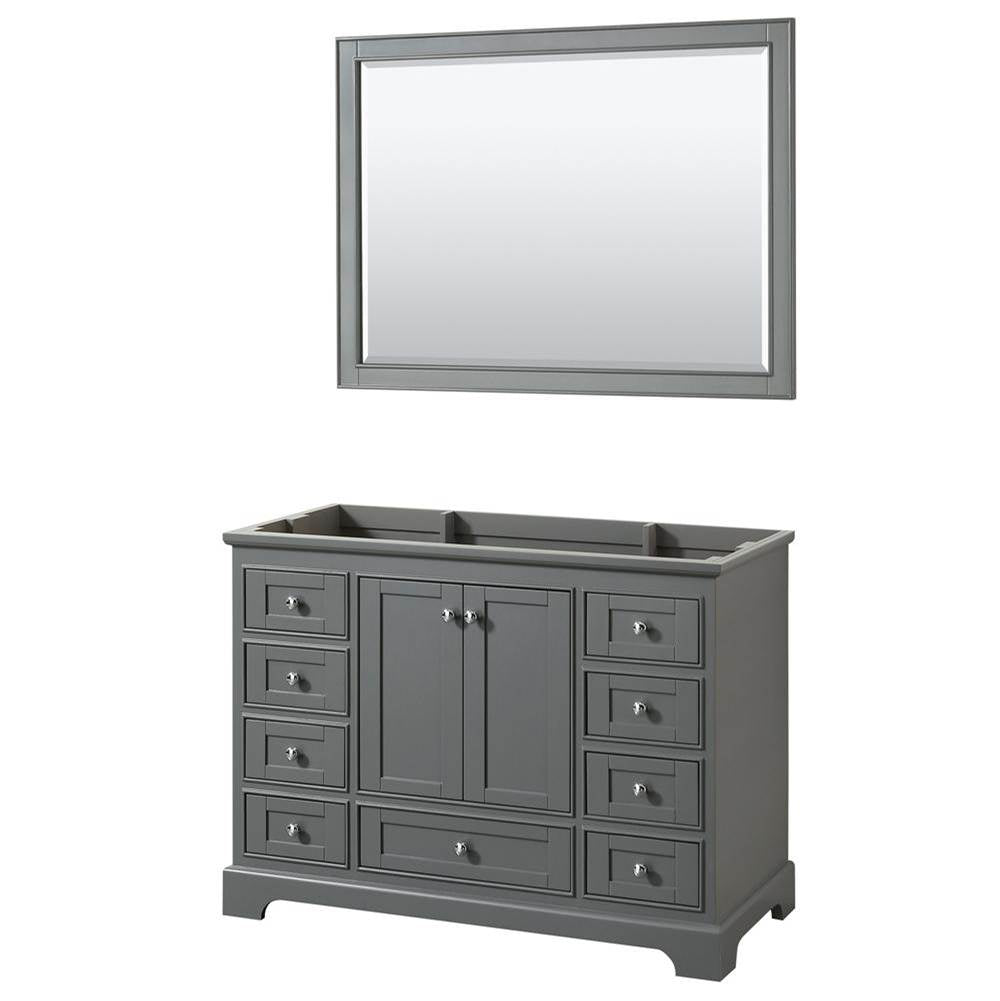 Wyndham Collection - Deborah 48 Inch Single Bathroom Vanity in Dark Gray, No Countertop, No Sink, and 46 Inch Mirror - Dark Gray