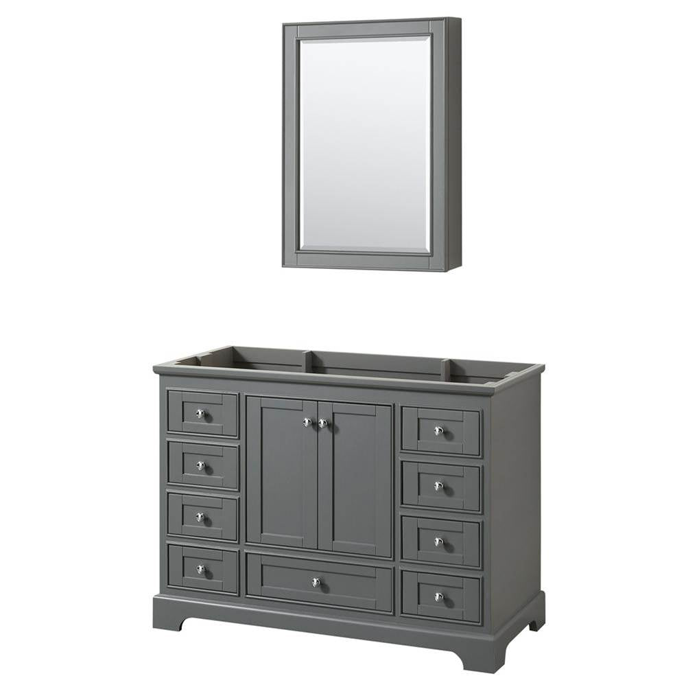 Wyndham Collection - Deborah 48 Inch Single Bathroom Vanity in Dark Gray, No Countertop, No Sink, and Medicine Cabinet - Dark Gray