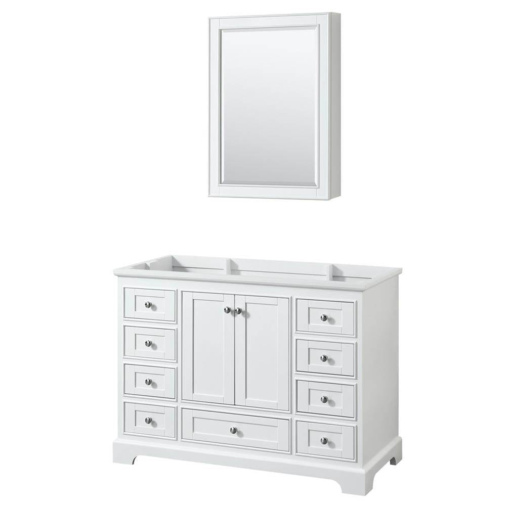 Wyndham Collection - Deborah 48 Inch Single Bathroom Vanity in White, No Countertop, No Sink, and Medicine Cabinet - White