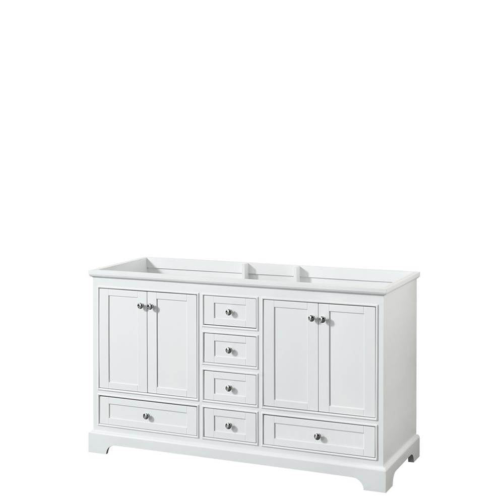 Wyndham Collection - Deborah 60 Inch Double Bathroom Vanity in White, No Countertop, No Sinks, and No Mirror - White