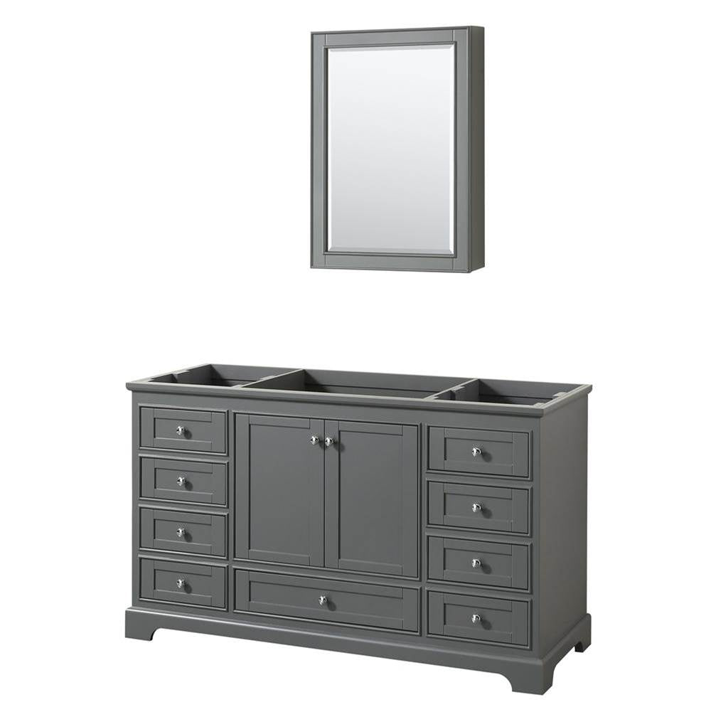 Wyndham Collection - Deborah 60 Inch Single Bathroom Vanity in Dark Gray, No Countertop, No Sink, and Medicine Cabinet - Dark Gray
