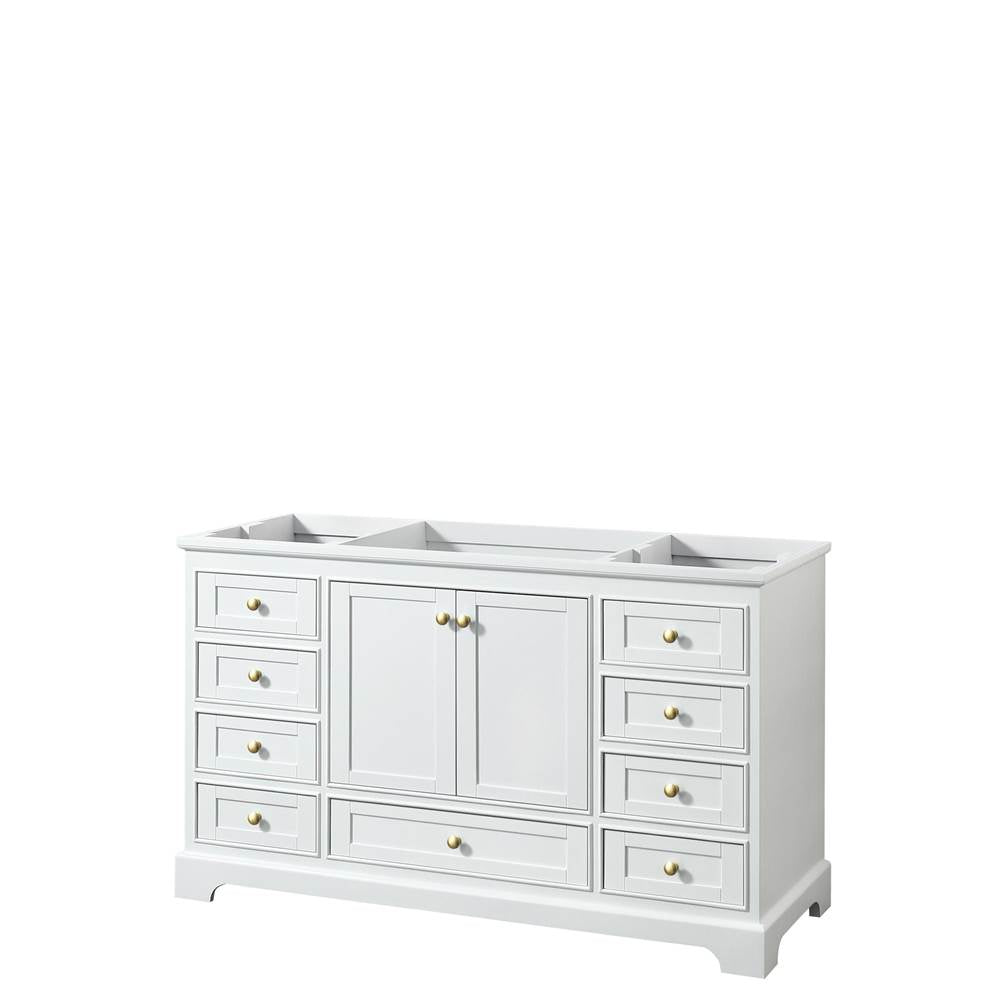 Wyndham Collection - Deborah 60 Inch Single Bathroom Vanity in White, No Countertop, No Sink, Brushed Gold Trim, No Mirror