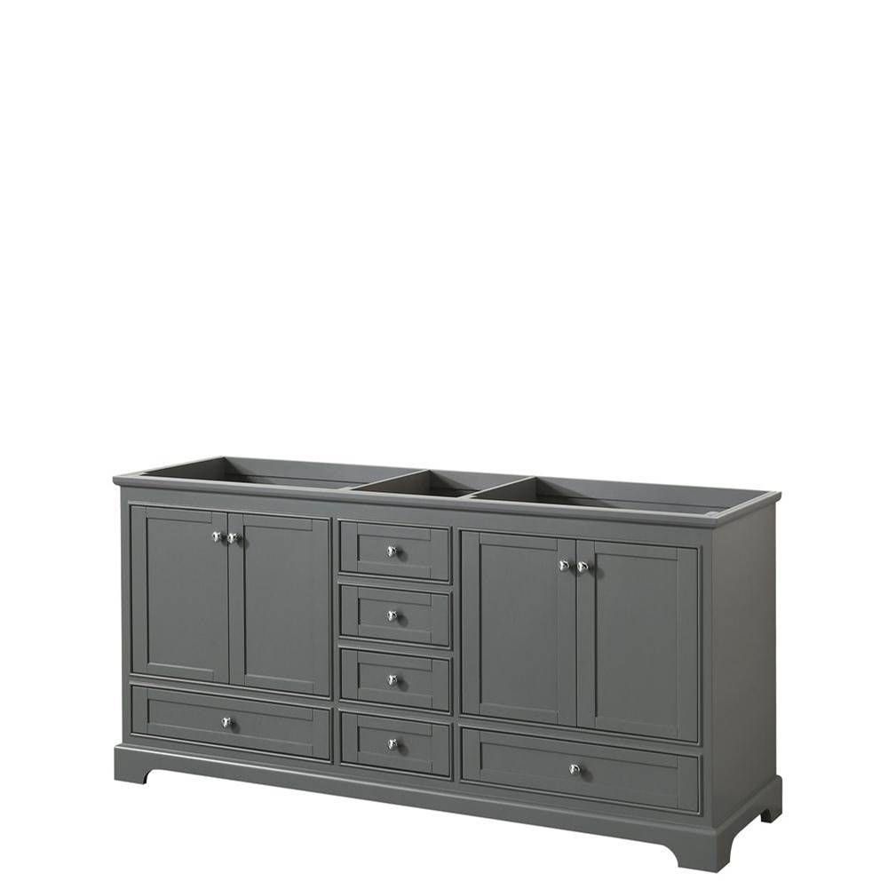 Wyndham Collection - Deborah 72 Inch Double Bathroom Vanity in Dark Gray, No Countertop, No Sinks, and No Mirrors - Dark Gray