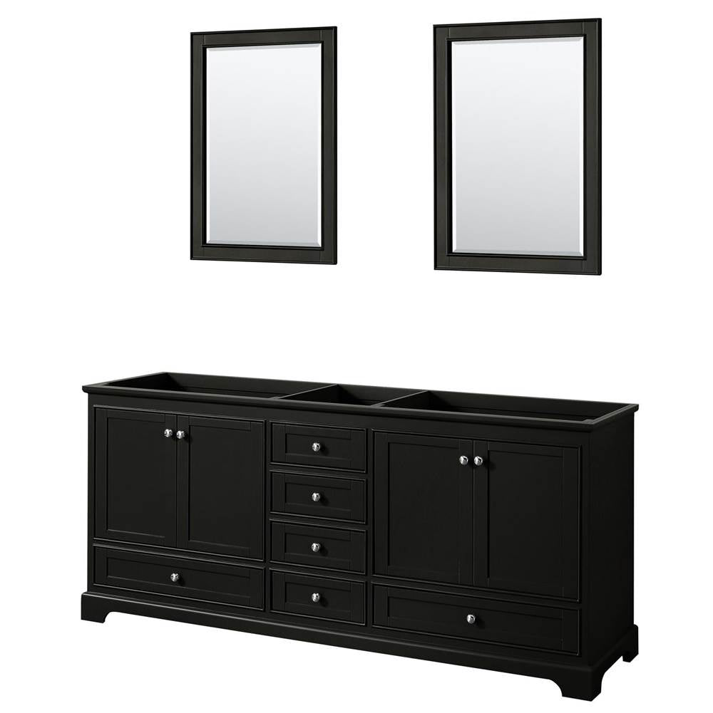 Wyndham Collection - Deborah 80 Inch Double Bathroom Vanity in Dark Espresso, No Countertop, No Sinks, and 24 Inch Mirrors - Dark Espresso