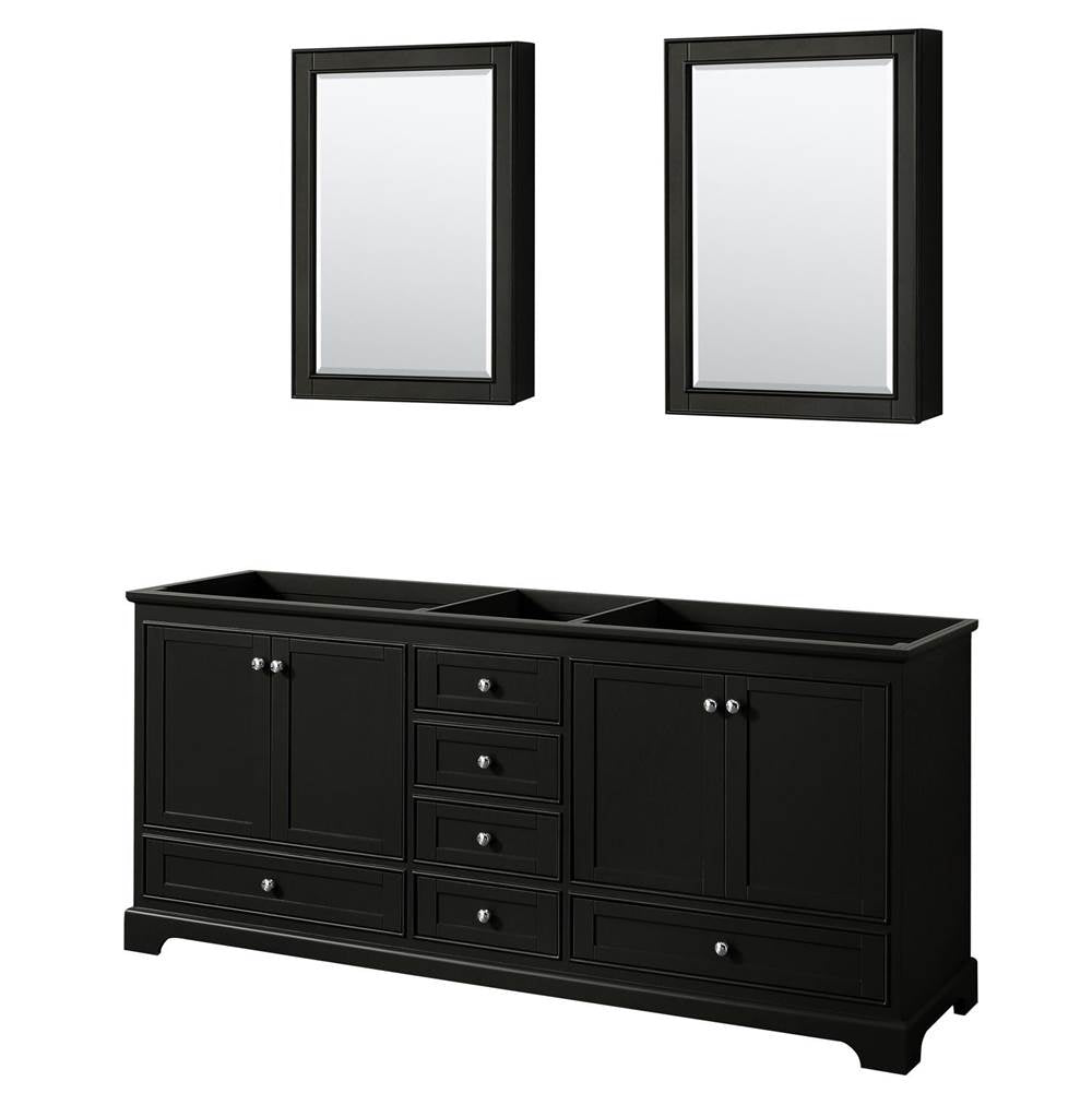 Wyndham Collection - Deborah 80 Inch Double Bathroom Vanity in Dark Espresso, No Countertop, No Sinks, and Medicine Cabinets - Dark Espresso