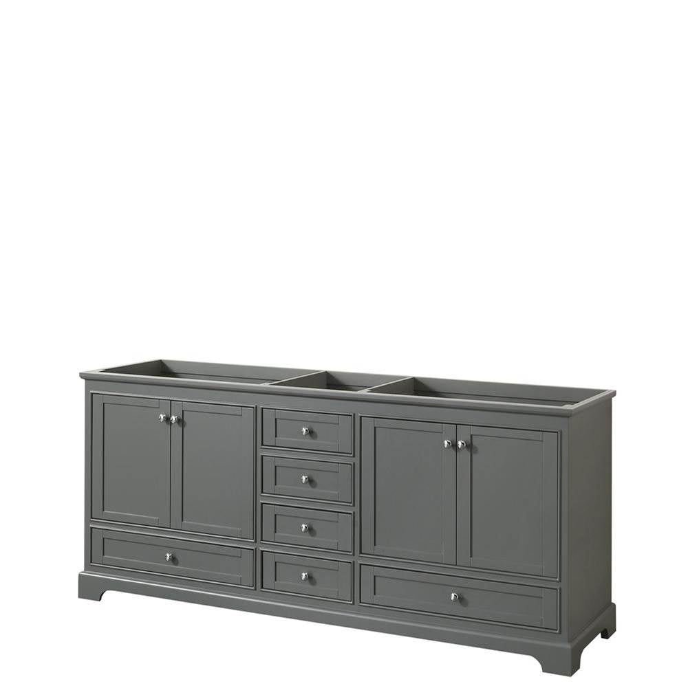 Wyndham Collection - Deborah 80 Inch Double Bathroom Vanity in Dark Gray, No Countertop, No Sinks, and No Mirrors - Dark Gray