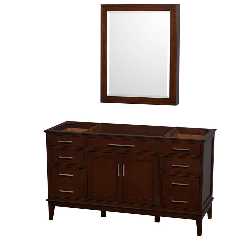 Wyndham Collection - Hatton 60 Inch Single Bathroom Vanity in Dark Chestnut, No Countertop, No Sink, and Medicine Cabinet - Dark Chestnut