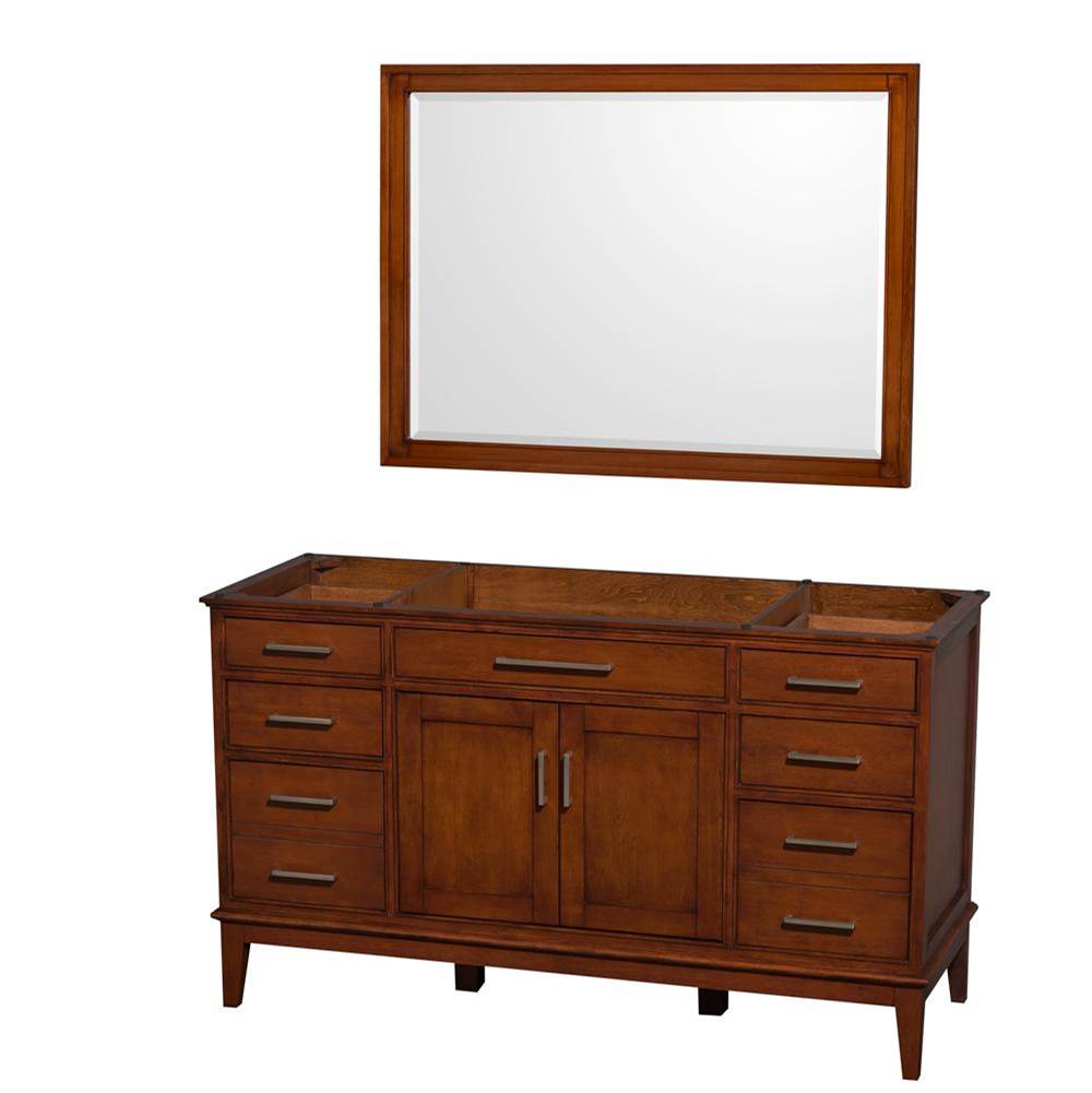 Wyndham Collection - Hatton 60 Inch Single Bathroom Vanity in Light Chestnut, No Countertop, No Sink, and 44 Inch Mirror - Light Chestnut