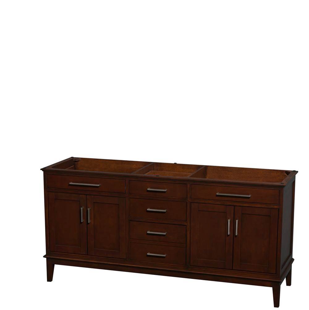 Wyndham Collection - Hatton 72 Inch Double Bathroom Vanity in Dark Chestnut, No Countertop, No Sinks, and No Mirror - Dark Chestnut