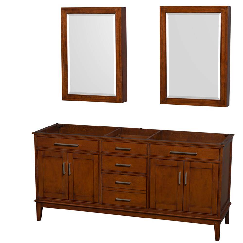 Wyndham Collection - Hatton 72 Inch Double Bathroom Vanity in Light Chestnut, No Countertop, No Sinks, and Medicine Cabinets - Light Chestnut
