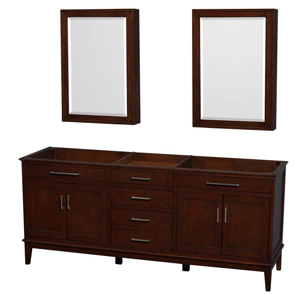 Wyndham Collection - Hatton 80 Inch Double Bathroom Vanity in Dark Chestnut, No Countertop, No Sinks, and Medicine Cabinets - Dark Chestnut