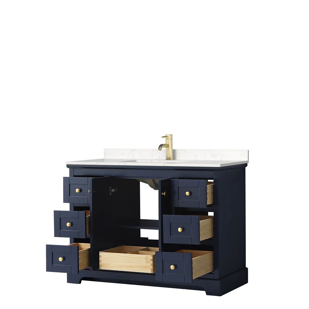 Avery 48 Inch Single Bathroom Vanity in Dark Blue, Carrara Cultured Marble Countertop, Undermount Square Sink, No Mirror
