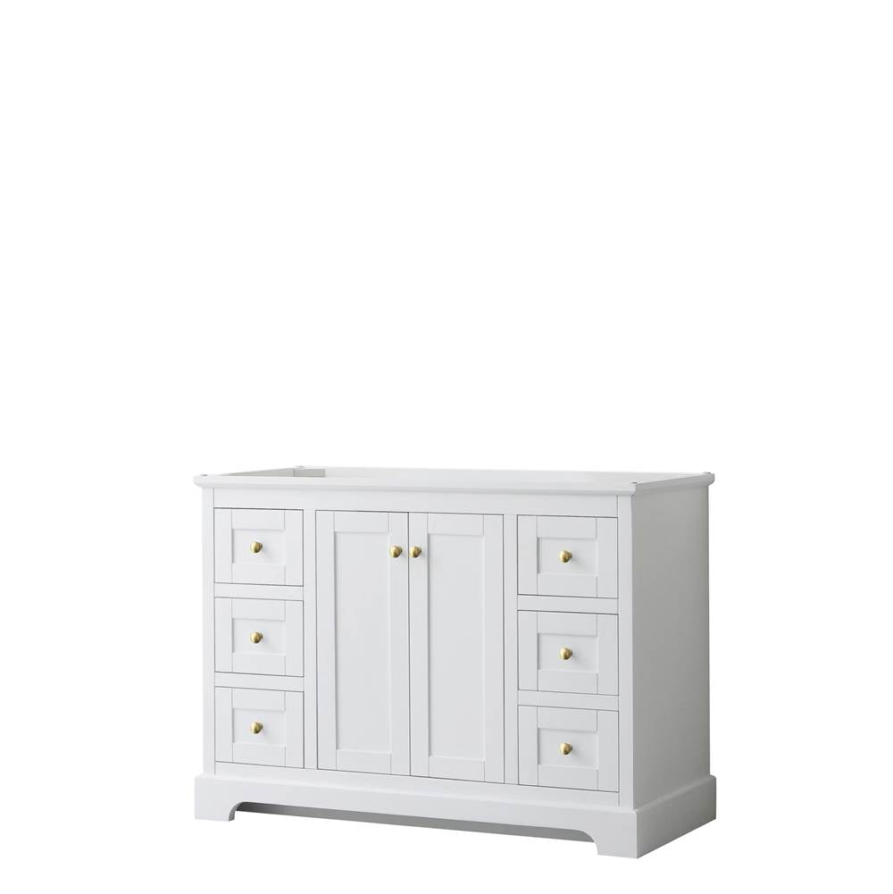 Wyndham Collection - Avery 48 Inch Single Bathroom Vanity in White, No Countertop, No Sink, Brushed Gold Trim
