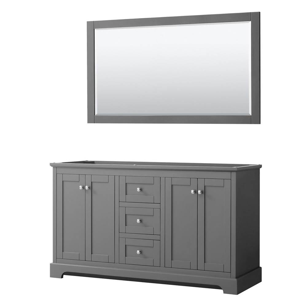 Wyndham Collection - Avery 60 Inch Double Bathroom Vanity in Dark Gray, No Countertop, No Sinks, and 58 Inch Mirror - Dark Gray