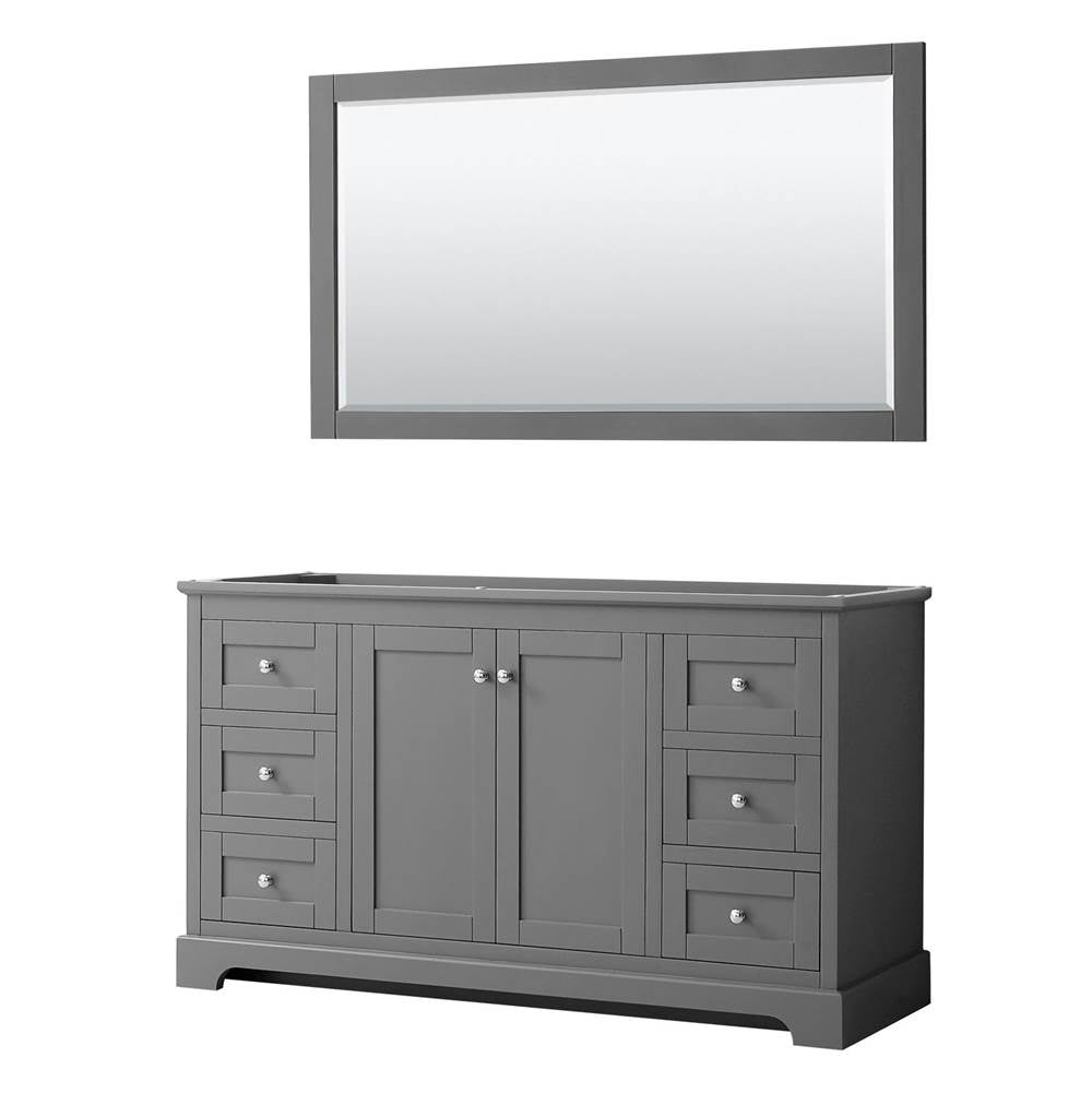 Wyndham Collection - Avery 60 Inch Single Bathroom Vanity in Dark Gray, No Countertop, No Sink, and 58 Inch Mirror - Dark Gray