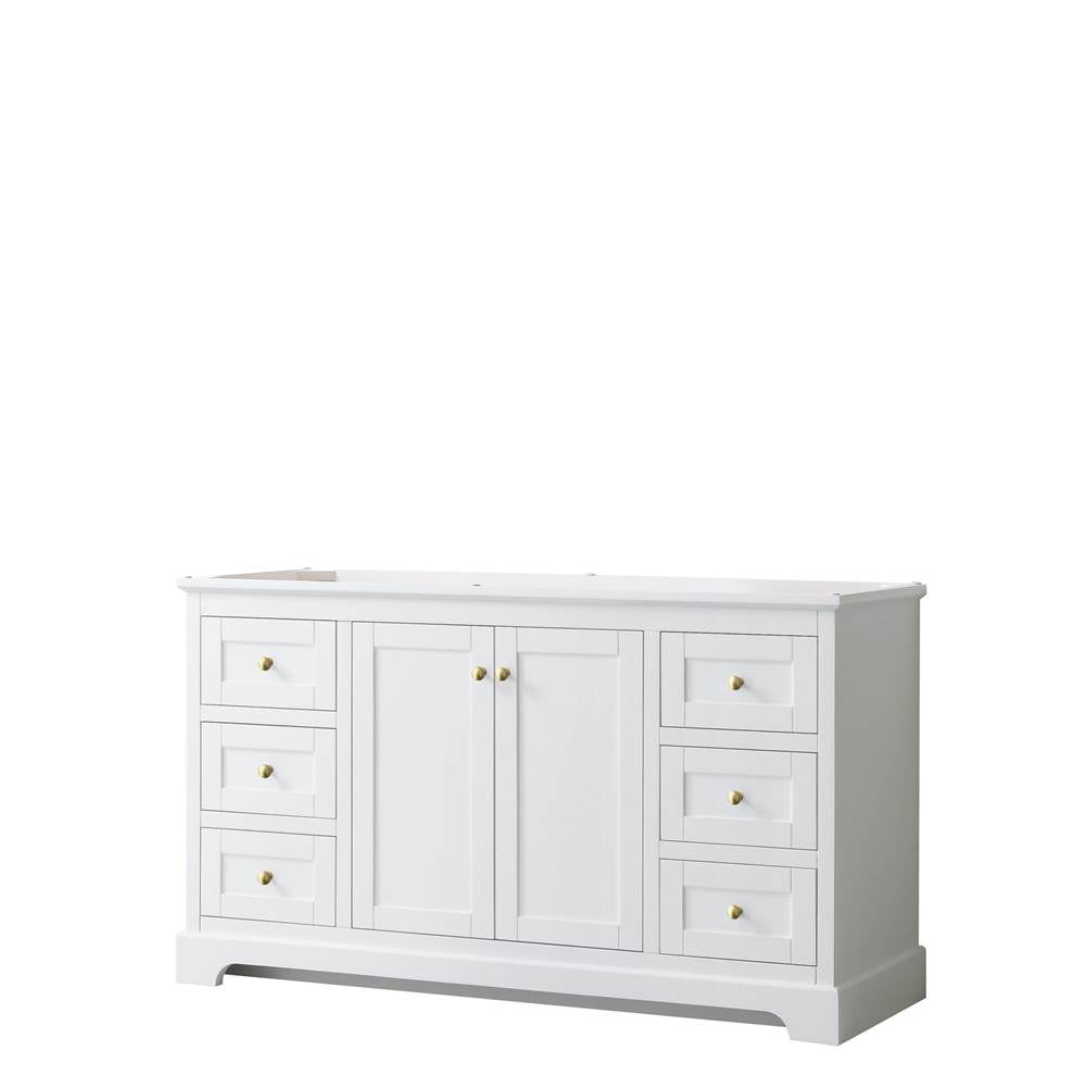 Wyndham Collection - Avery 60 Inch Single Bathroom Vanity in White, No Countertop, No Sink, Brushed Gold Trim