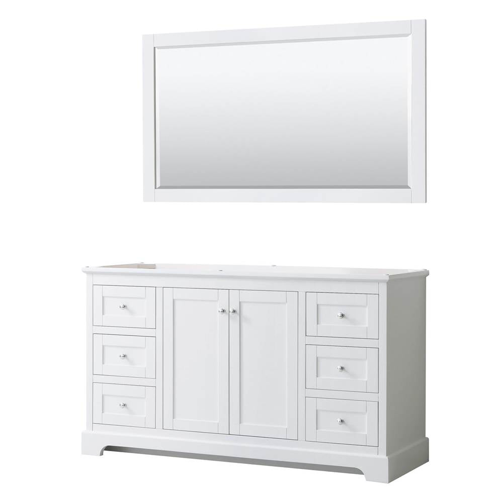 Wyndham Collection - Avery 60 Inch Single Bathroom Vanity in White, No Countertop, No Sink, and 58 Inch Mirror - White