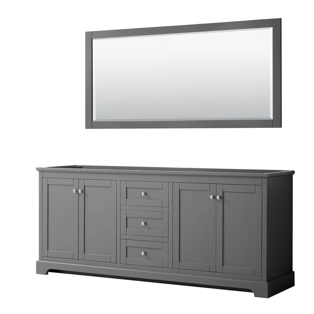 Wyndham Collection - Avery 80 Inch Double Bathroom Vanity in Dark Gray, No Countertop, No Sinks, and 70 Inch Mirror - Dark Gray