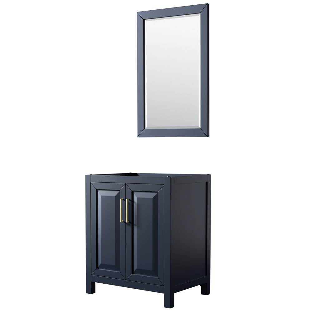 Wyndham Collection - Daria 30 Inch Single Bathroom Vanity in Dark Blue, No Countertop, No Sink, 24 Inch Mirror - Dark Blue