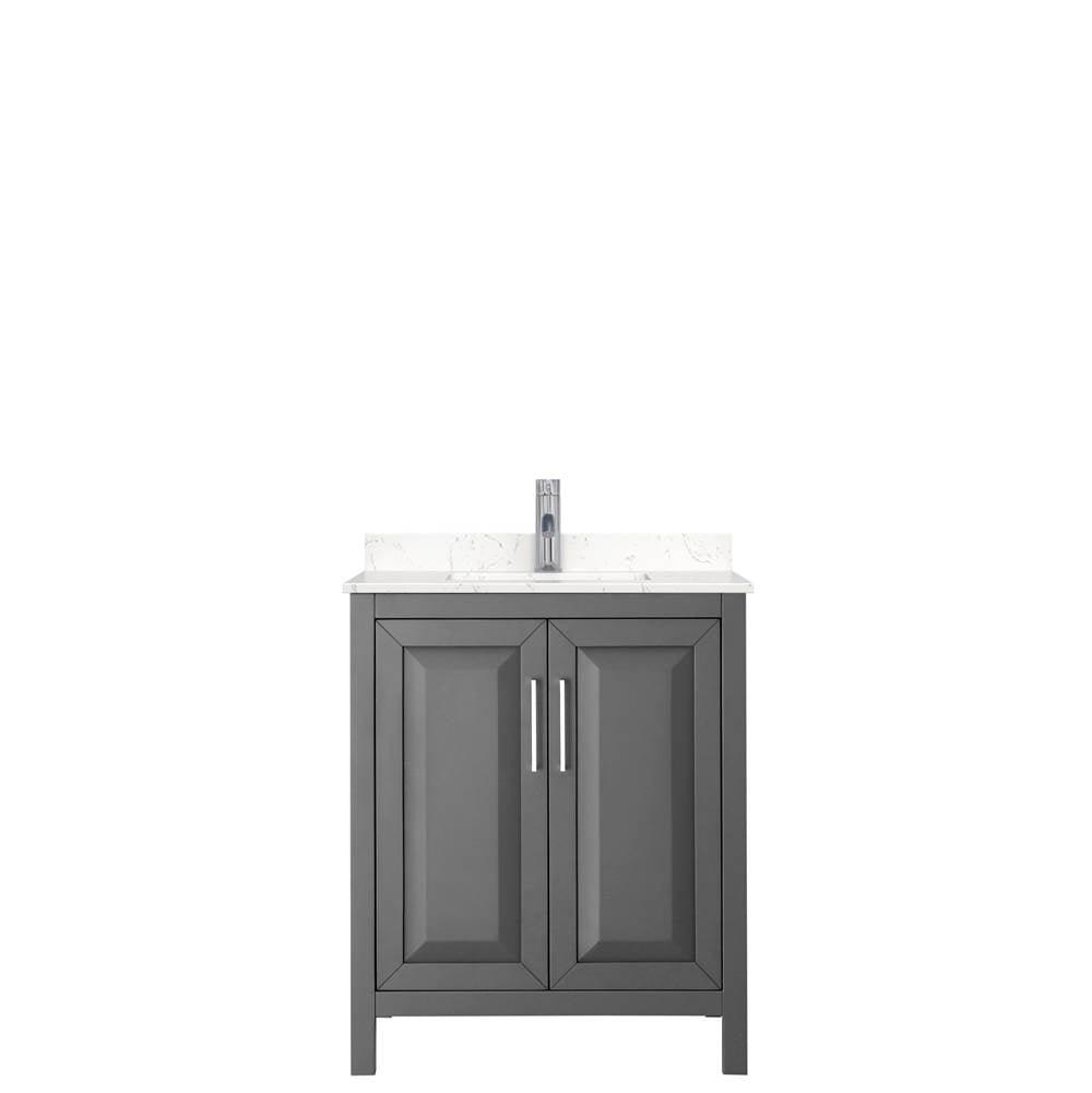 Daria 30 Inch Single Bathroom Vanity in Dark Gray, Carrara Cultured Marble Countertop, Undermount Square Sink, No Mirror