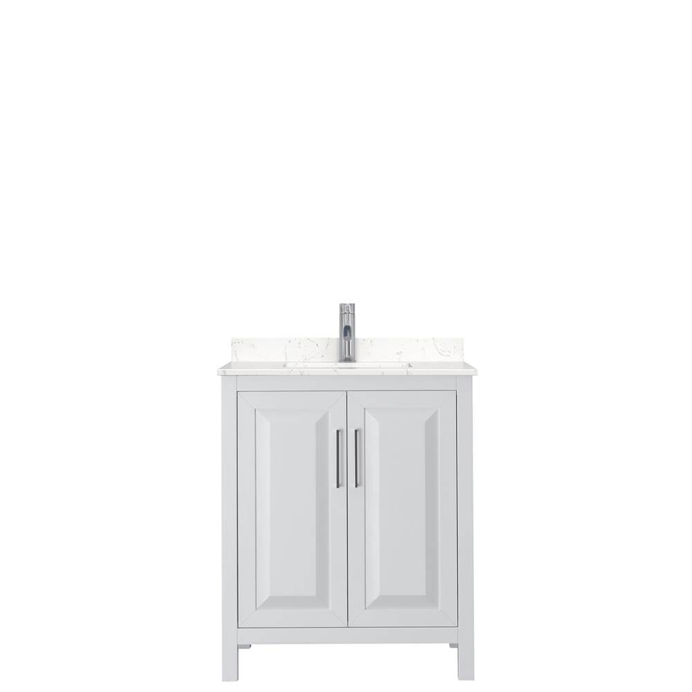 Daria 30 Inch Single Bathroom Vanity in White, Carrara Cultured Marble Countertop, Undermount Square Sink, No Mirror