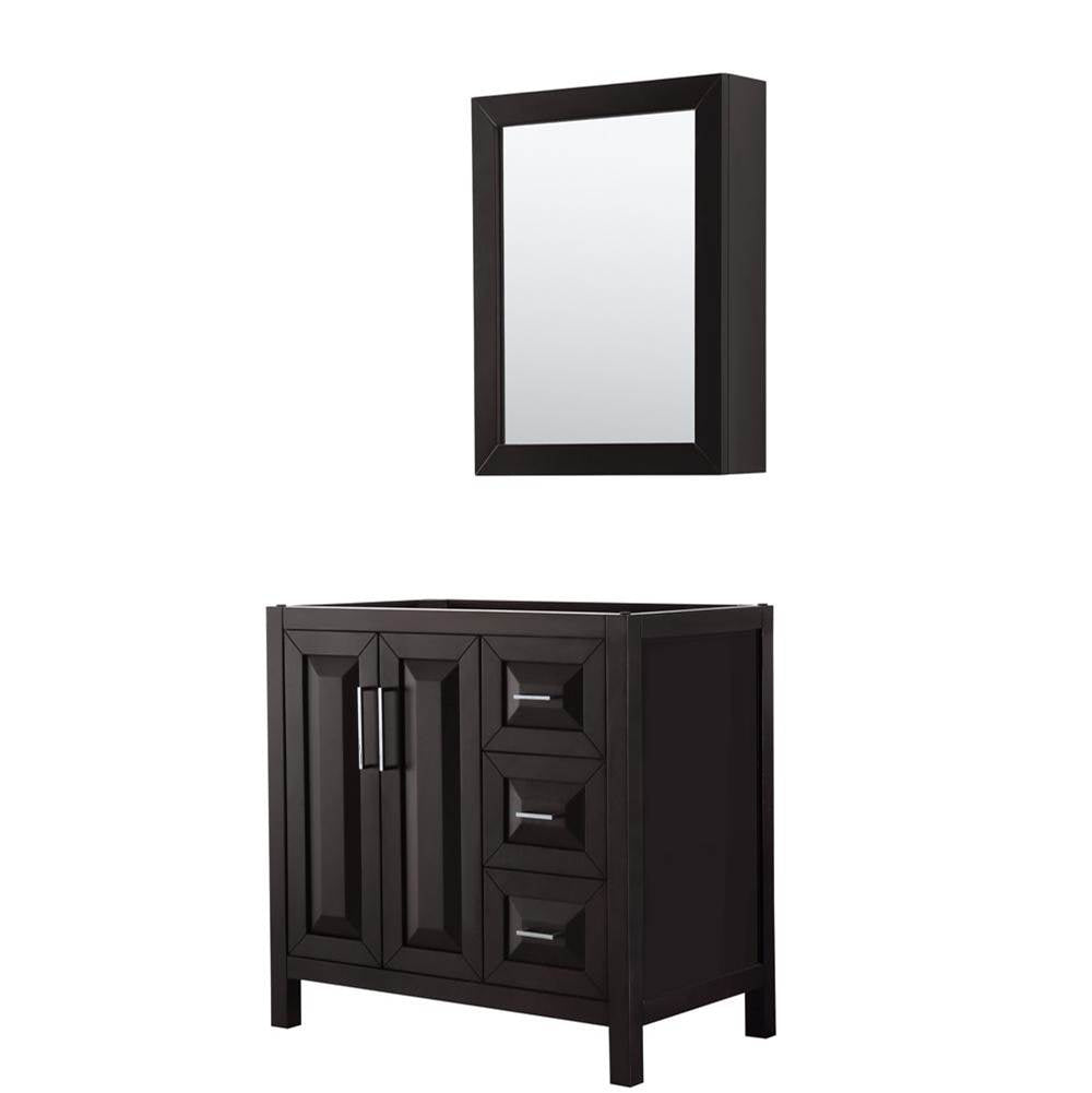 Wyndham Collection - Daria 36 Inch Single Bathroom Vanity in Dark Espresso, No Countertop, No Sink, and Medicine Cabinet - Dark Espresso