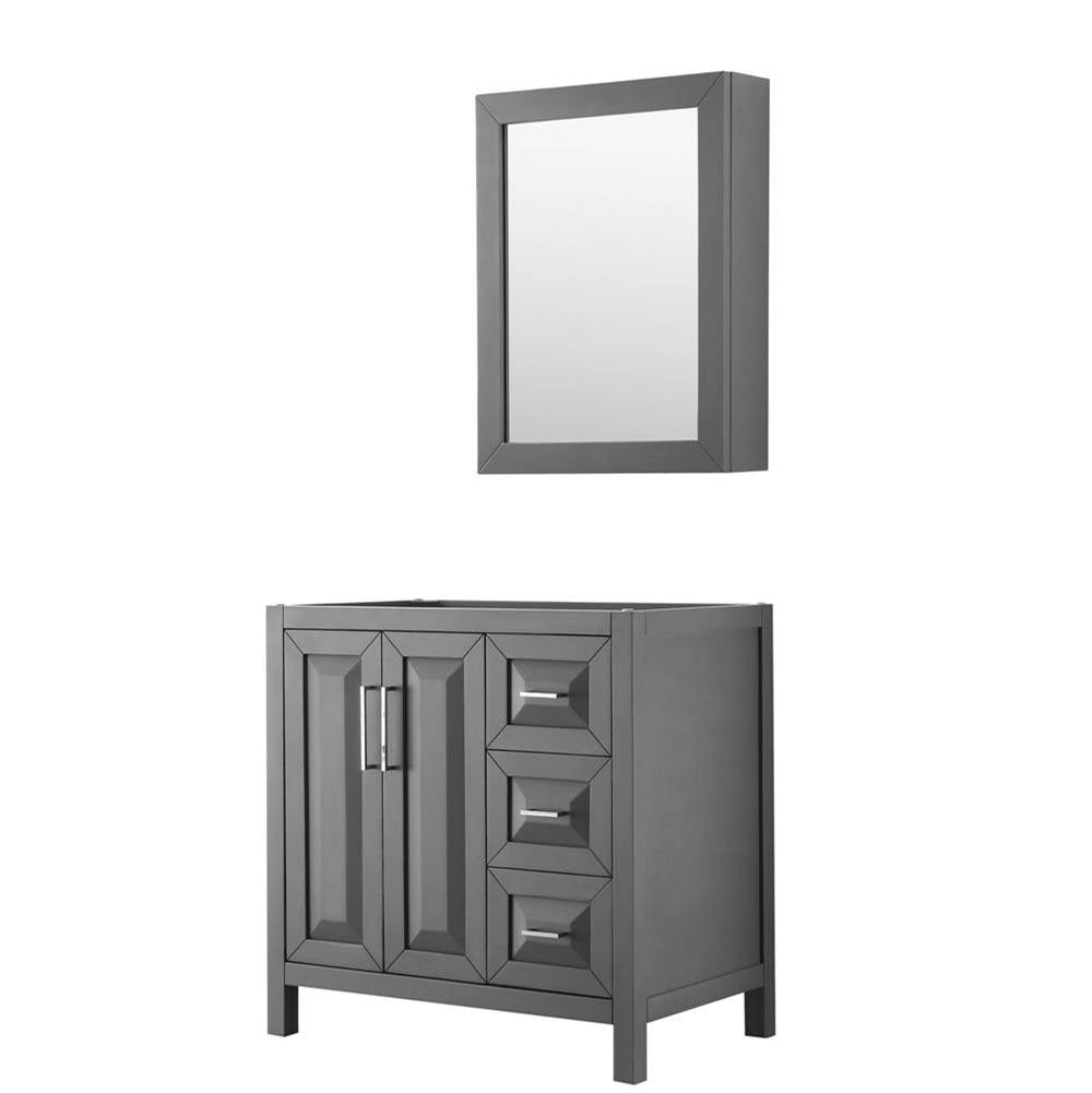 Wyndham Collection - Daria 36 Inch Single Bathroom Vanity in Dark Gray, No Countertop, No Sink, and Medicine Cabinet - Dark Gray