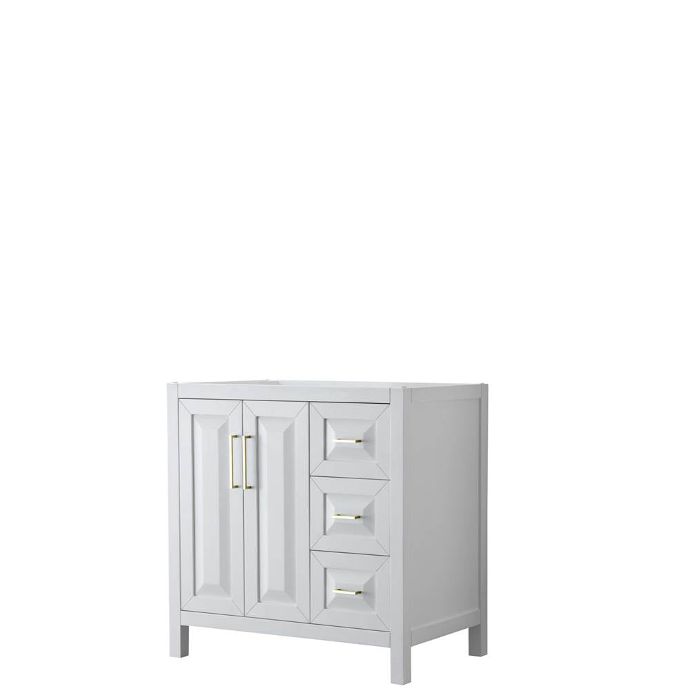 Wyndham Collection - Daria 36 Inch Single Bathroom Vanity in White, No Countertop, No Sink, Brushed Gold Trim