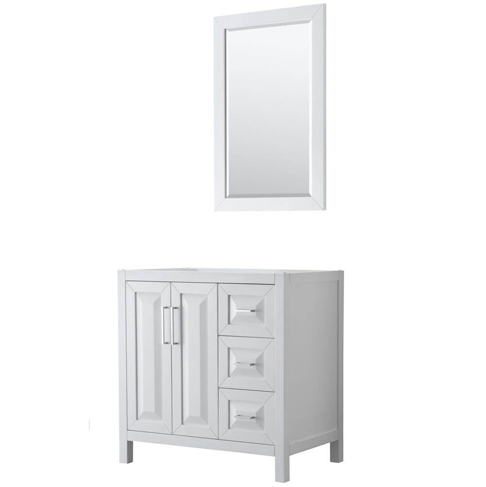 Wyndham Collection - Daria 36 Inch Single Bathroom Vanity in White, No Countertop, No Sink, and 24 Inch Mirror - White