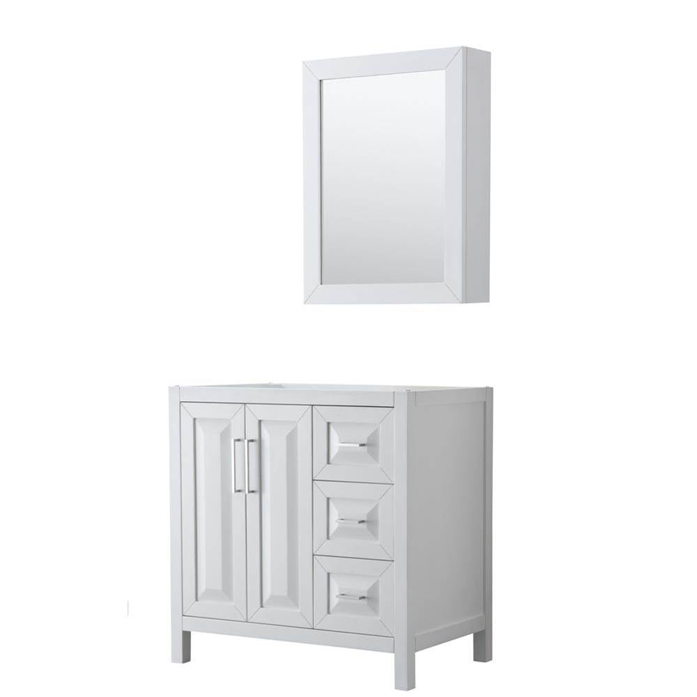 Wyndham Collection - Daria 36 Inch Single Bathroom Vanity in White, No Countertop, No Sink, and Medicine Cabinet - White